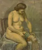 Albert Pels, Seated Female Nude, oil on board, ca. 1930's