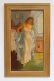 Helen Ratkai, Woman Removing Robe, oil on canvas, ca. 1940