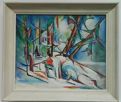 Ida B. Carmichael, Theme from Kalekala- Mimerka of The Snowy Woods, oil on canvas