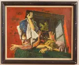 Georges Schrieber, Carnival Window, oil on canvas, 1949