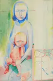 Richard Wilt, Mother and Child, watercolor on paper, 1951