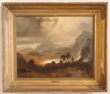 Campbell Scott, Mountainous Landscape with Lake, oil on canvas