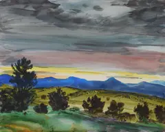 Peter Hurd, Stormy Sky, San Patricio (After Sundown), watercolor on paper
