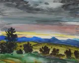 Peter Hurd, Stormy Sky, San Patricio (After Sundown), watercolor on paper