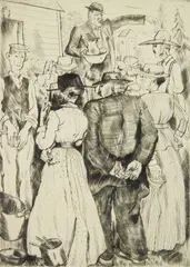 Peggy Bacon, Auction, drypoint, 1925