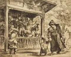 Cecil Bell, Merry-Go- Round, etching, ca. 1940