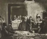 George Bellows, Punchinello in the House of Death, lithograph, 1923, singed and