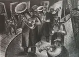 Leon Bibel, Street Band, lithograph, 1938