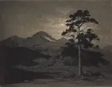 George Elbert Burr, Long's Peak- Moonlight, Estes Park, etching and aquatint, 1916