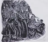 Letterio Calapai, Harlem Nights, linocut, 1932