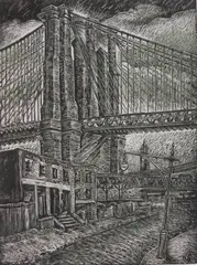 The Bridge, Columbia Heights, 1936 wood by Letterio Calapai, engraving, 1984, sold Oct 2024