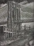 Letterio Calapai, The Bridge, Columbia Heights, 1936 wood, engraving, 1984