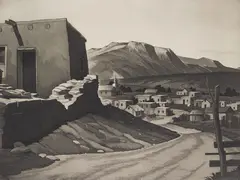 Charles M. Capps, Village in the Sun, etching and aquatint, 1951