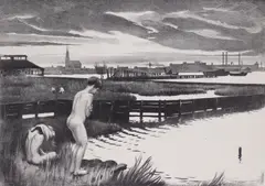 Mabel Dwight, Staten Island Shore (Bathers II), lithograph on wove paper, 1931