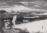 Mabel Dwight, Staten Island Shore (Bathers II), lithograph on wove paper, 1931