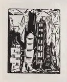 Lyonel Feininger, Houses in Old Paris, woodcut, 1919
