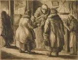 Isaac Friedlander, Chicken Market, etching, 1939