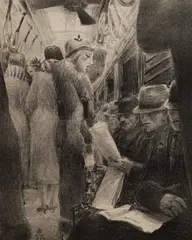Subway by Kenneth Hartwell, lithograph, 1932, sold Oct 2024