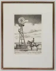 Day's Work by Peter Hurd, lithograph, 1968, sold Oct 2024
