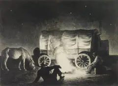 Peter Hurd, Texas Nomads, lithograph, 1937