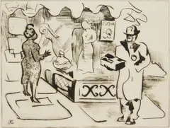 Jacob Kainen, Store Front, drypoint, 1949
