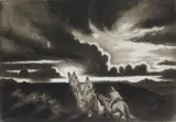 Gene Kloss, Riders at Sundown, aquatint and drypoint, 1953