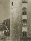 Armin Landeck, Tenement Walls, drypoint, 1942