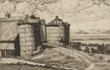 Luigi Lucioni, Pillars of Vermont, etching, 1939