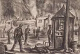 Reginald Marsh, Erie R. R. Yards, lithograph on chine colle, 1928