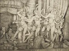Minsky's New Gotham Chorus by Reginald Marsh, etching, ca. 1936, sold Oct 2024