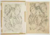 William Mc Cloy, The Fugitive, graphite on paper and lithograph, 1931, both