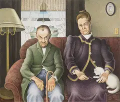 Roger Medearis, The Farmer Takes a Wife, lithograph with hand-coloring, 1989