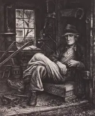 Jackon Lee Nesbitt, Ozark Farmer, lithograph, 1988