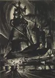 Harry Sternberg, Blast Furnace #1, etching and aquatint, 1937