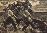 Robert von Neuman, Hauling the Net, lithograph