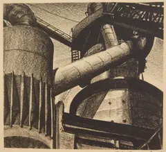 William Gisch, Funnels of Industry, lithograph, 1936