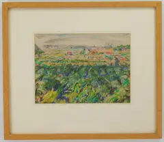 August Biehle, Zoar Farm, pencil and crayon on paper, 1946
