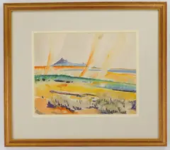 Frank Wilcox, Sand Devils, watercolor and crayon, matted and