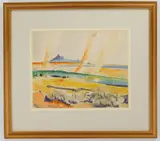 Frank Wilcox, Sand Devils, watercolor and crayon, matted and