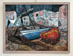 William C. Grauer, Half Life on the Malaga Shore, oil on Masonite