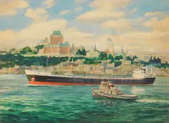 Kinely Shogren, Alexander T. Wood Freighter, watercolor on illustration board, ca. 1960's