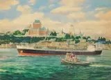 Kinely Shogren, Alexander T. Wood Freighter, watercolor on illustration board, ca. 1960's