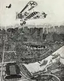 Bruce Mc Combs, The Great Flying Machine, etching, 1975