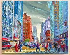 New York Street Scene by Phyllis Seltzer, oil on canvas, 1999, sold Oct 2024