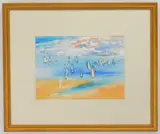 Sunset and Sailboats by Elizabeth Ibby Carrot Whittemore, watercolor and pen and ink, sold Oct 2024