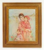 Edna Hibel, Mother and Children, oil on panel