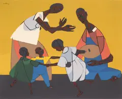 Robert Gwathmey, Ring Around A Rosy, silkscreen in color, 1949