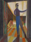 Victor Vasarely, Artist in His Studio- Self-Portrait, lithograph in colors