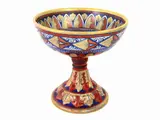 Paolo Rubboli, An Early 20th Century Lustred Earthenware Pedestal Bowl, 1838, coppa rotonda dipinta all'interno con stella a otto punte e motivi vegetali nei toni del rosso