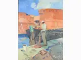 Piero Marchi, View of Livorno with Figure